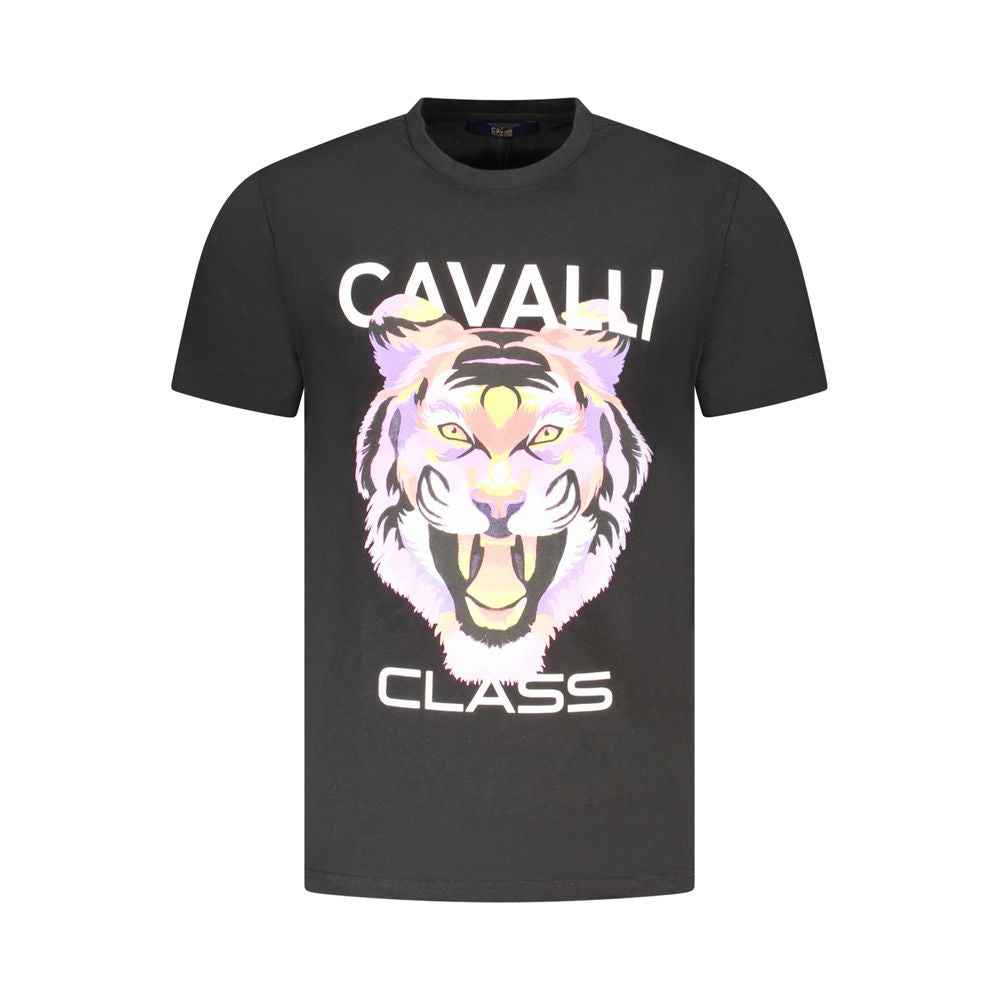 Cavalli Class Black Cotton Men T-Shirt