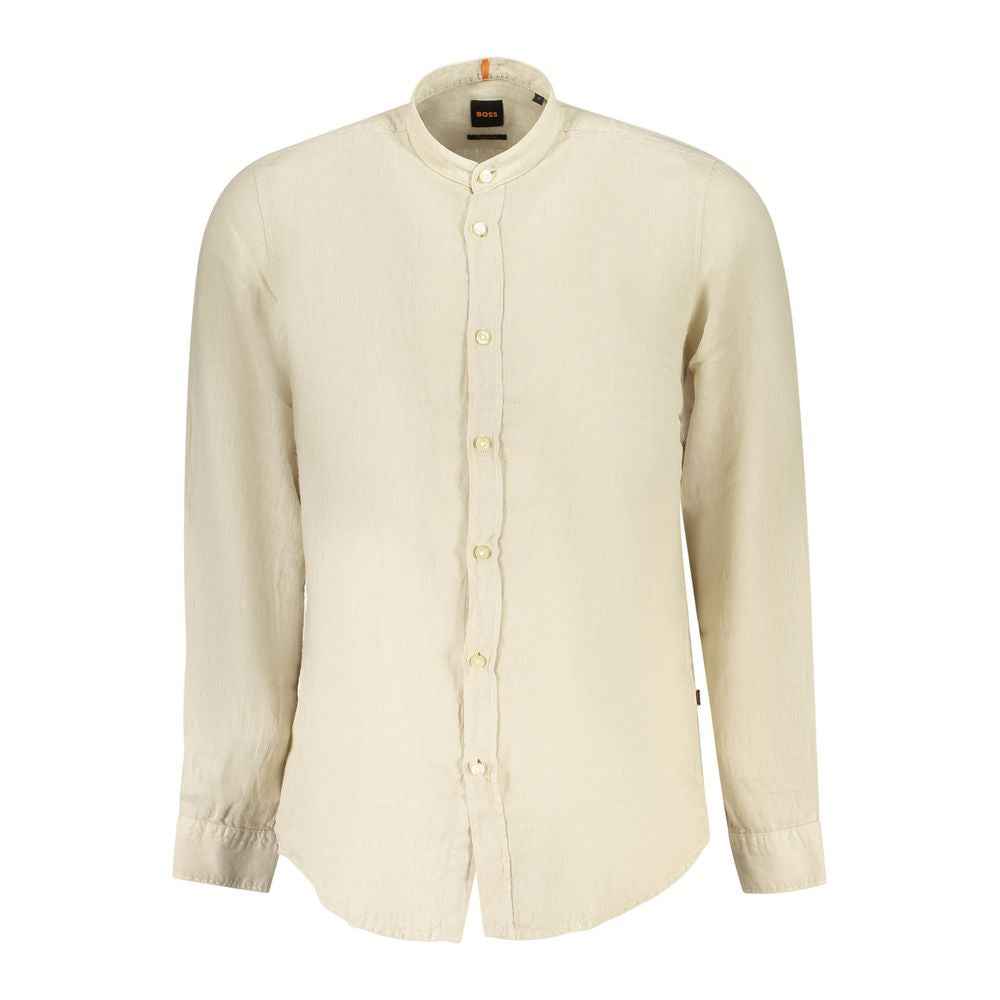 Hugo Boss Beige Linen Men Shirt