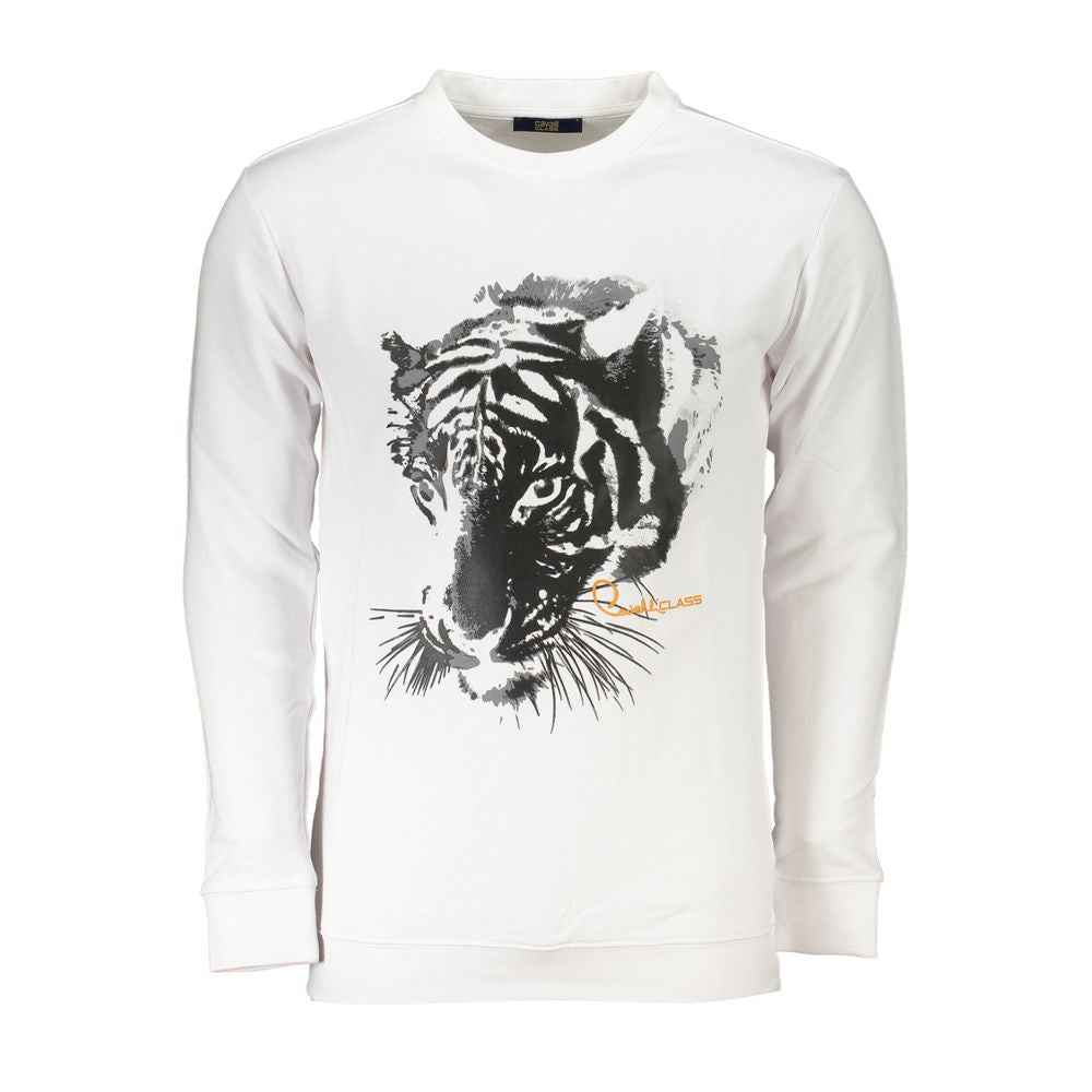 Cavalli Class White Cotton Men Sweater