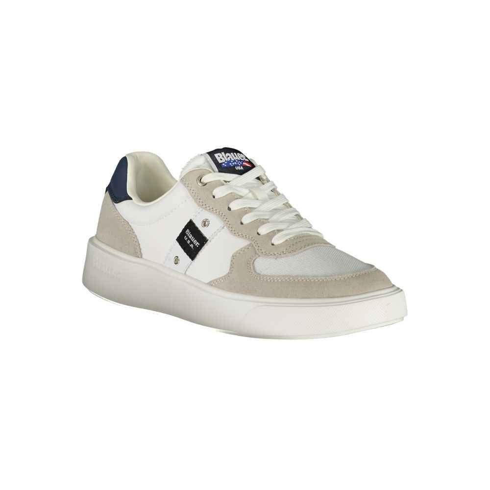 Blauer White Leather Men Sneaker