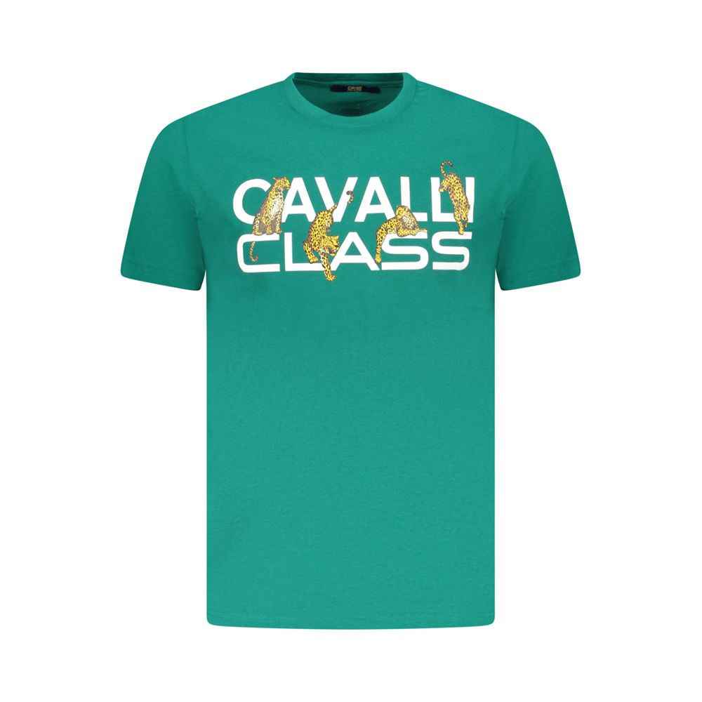 Cavalli Class Green Cotton Men T-Shirt