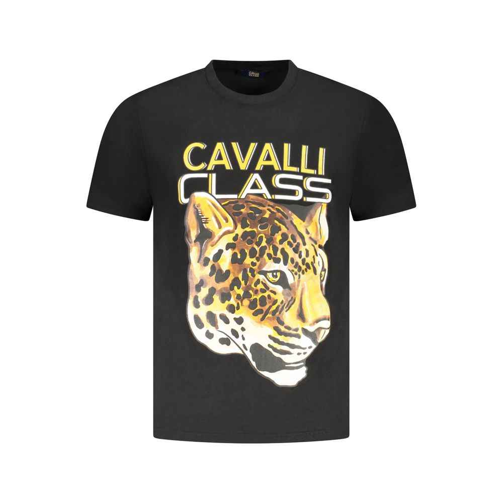 Cavalli Class Black Cotton Men T-Shirt