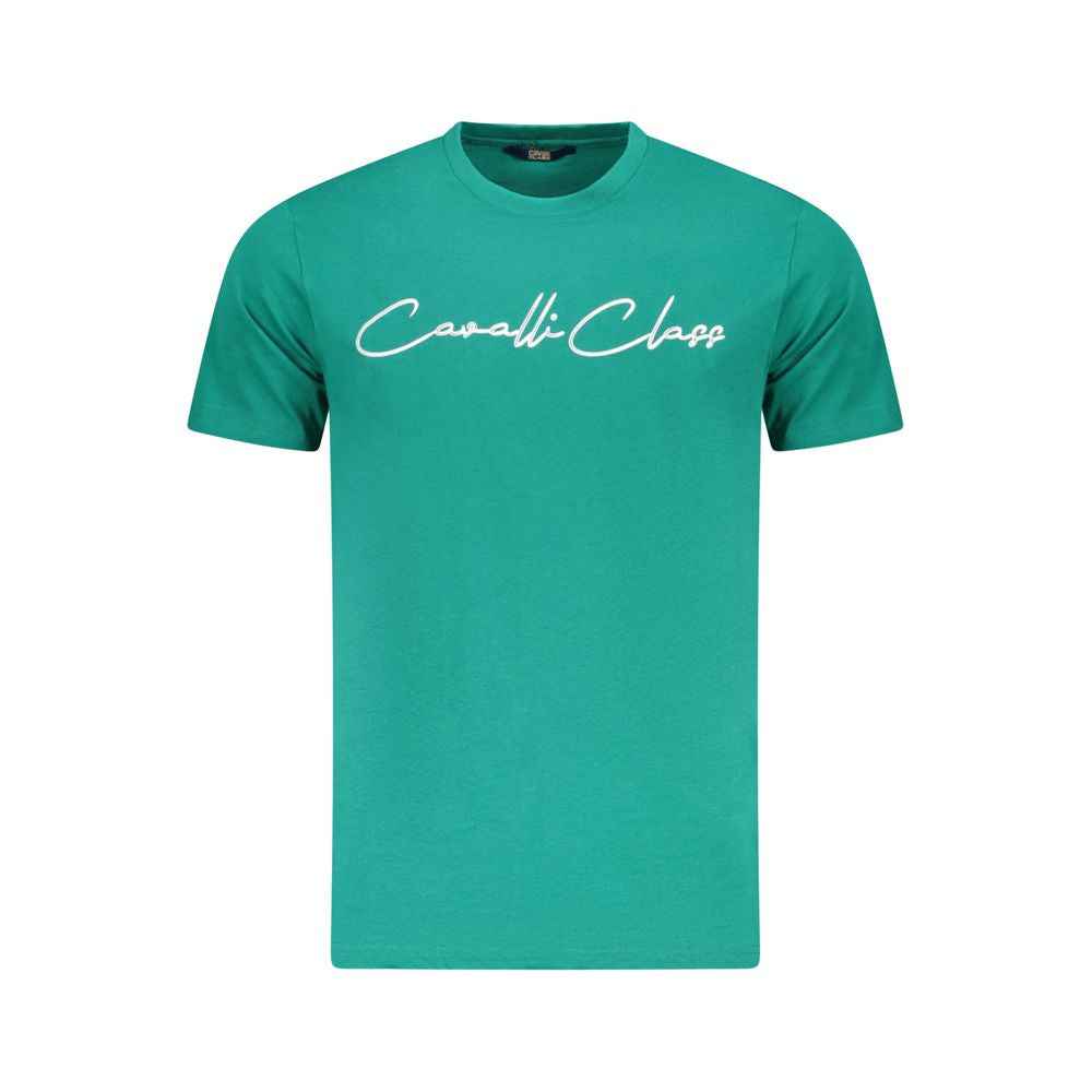 Cavalli Class Green Cotton Men T-Shirt