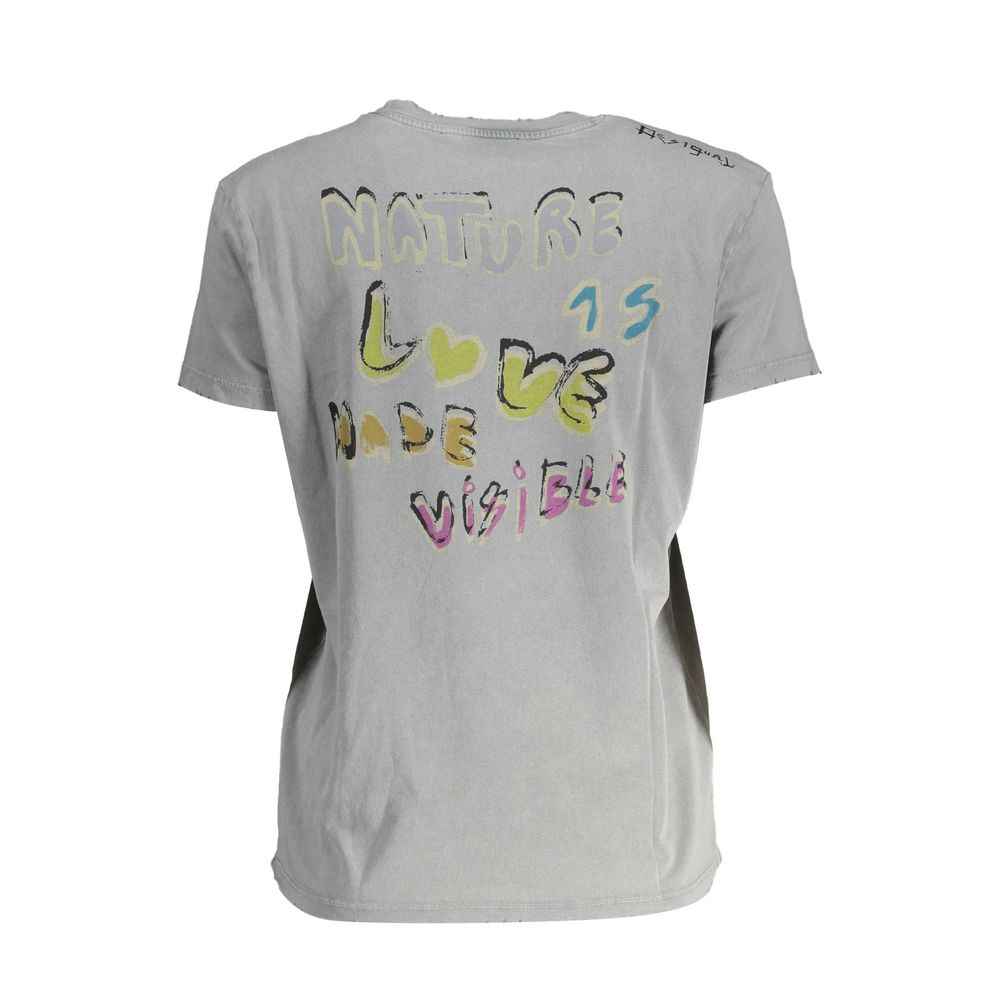 Desigual Gray Cotton Women T-Shirt
