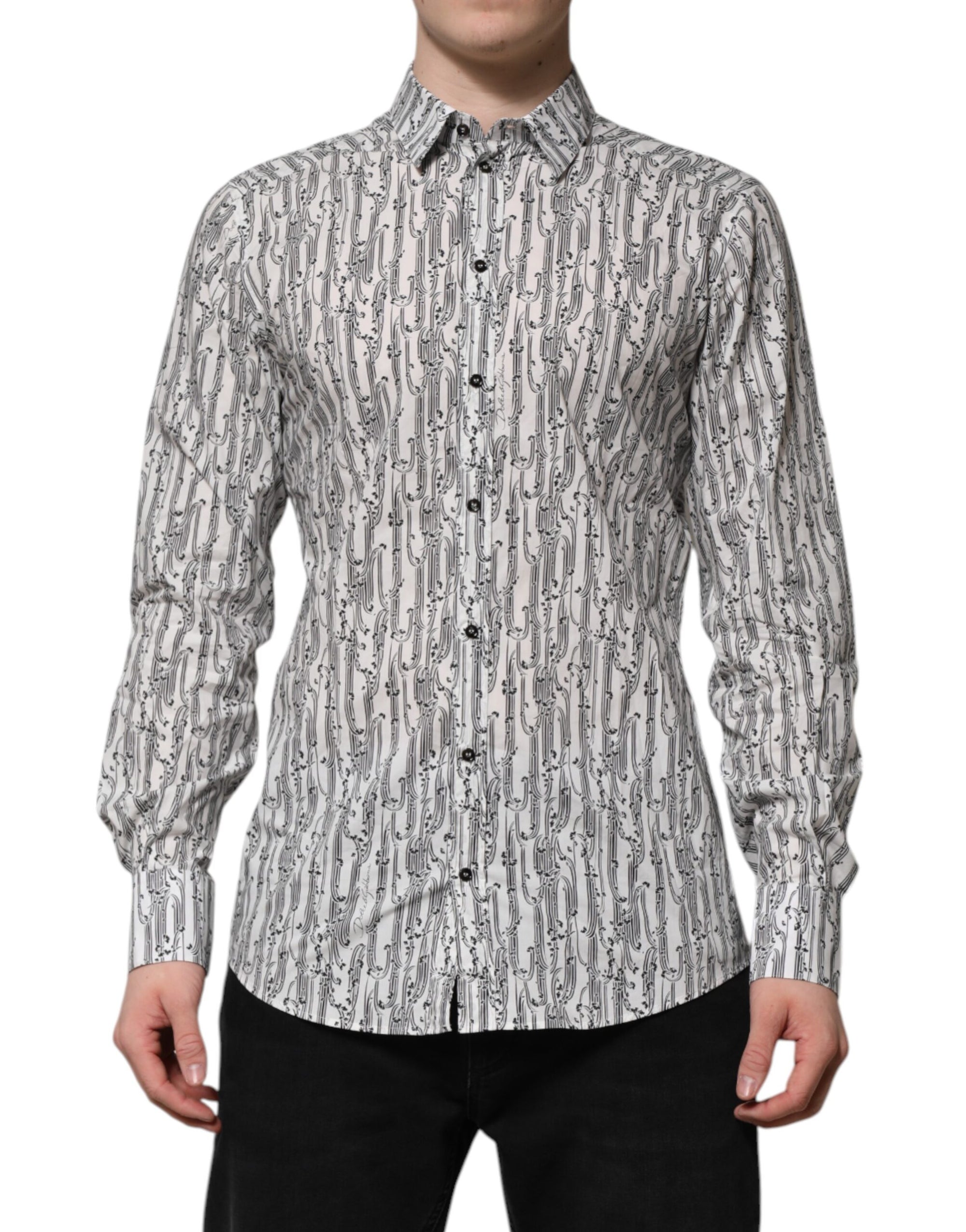 Dolce & Gabbana White Floral Print Casual Long Sleeves Shirt