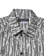 Dolce & Gabbana White Floral Print Casual Long Sleeves Shirt