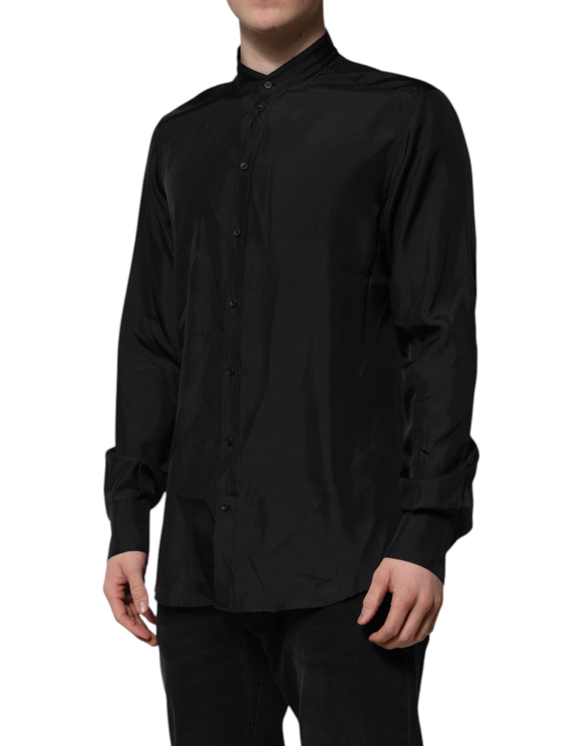 Dolce & Gabbana Dark Blue Silk MARTINI Men Formal Dress Shirt