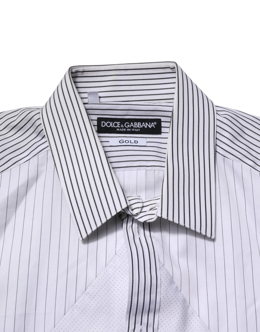 Dolce & Gabbana White Striped GOLD Long Sleeves Dress Shirt