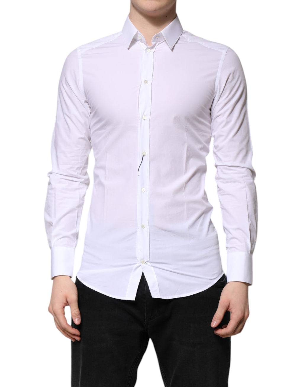 Dolce & Gabbana White Cotton GOLD Long Sleeves Dress Shirt