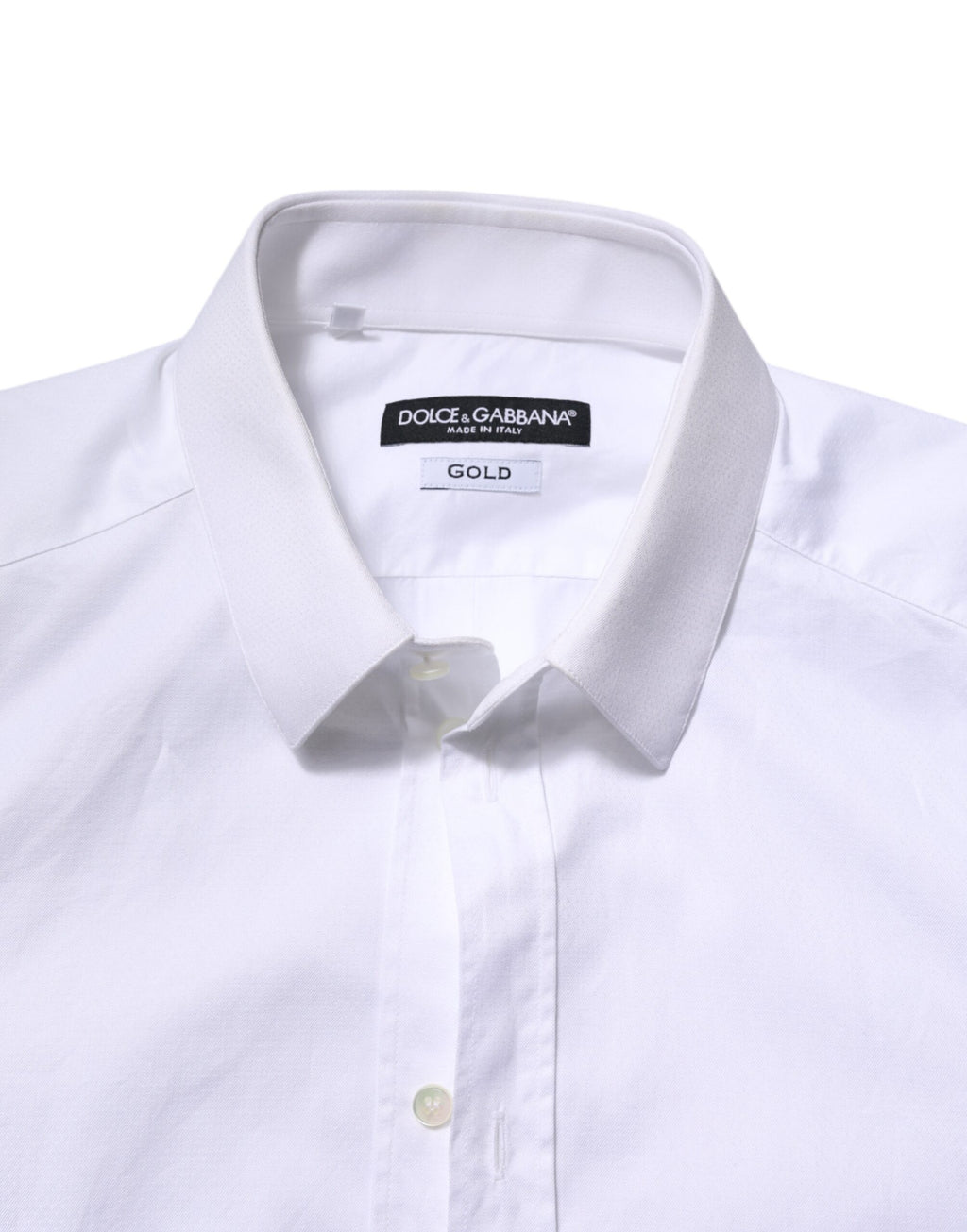 Dolce & Gabbana White Cotton GOLD Long Sleeve Men Dress Shirt