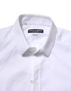 Dolce & Gabbana White Cotton GOLD Long Sleeve Men Dress Shirt