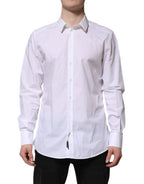 Dolce & Gabbana White Cotton GOLD Long Sleeves Dress Shirt
