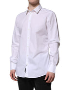 Dolce & Gabbana White Cotton GOLD Long Sleeves Dress Shirt