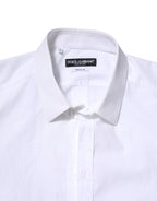 Dolce & Gabbana White Cotton GOLD Long Sleeves Dress Shirt