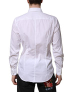Dolce & Gabbana White Cotton MARTINI Long Sleeve Dress Shirt