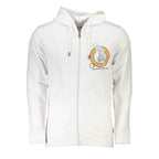 Cavalli Class White Cotton Men Sweatshirt with Hood
