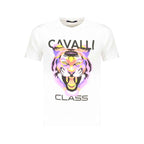Cavalli Class White Cotton Men T-Shirt