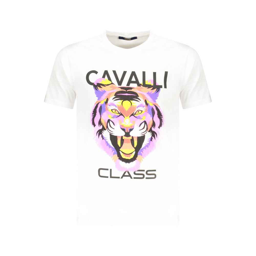 Cavalli Class White Cotton Men T-Shirt