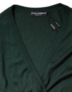 Dolce & Gabbana Dark Green Cashmere Silk Cardigan Sweater