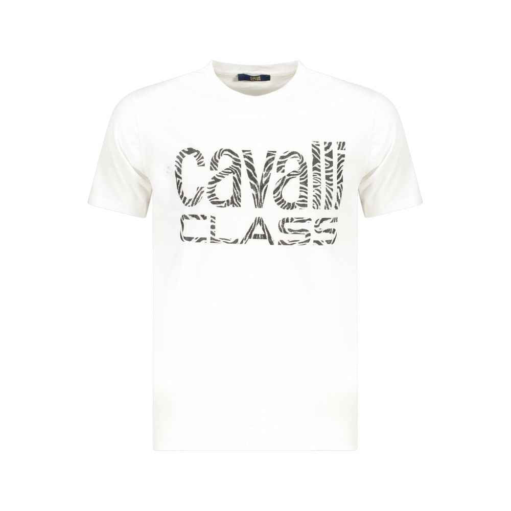 Cavalli Class White Cotton Men T-Shirt