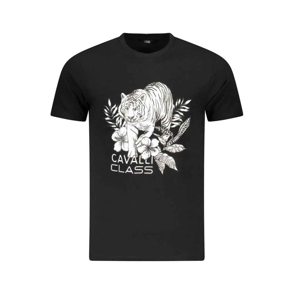 Cavalli Class Black Cotton Men T-Shirt