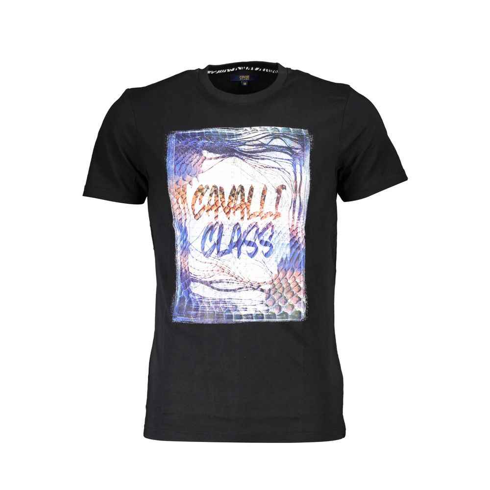Cavalli Class Black Cotton Men T-Shirt