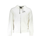 La Martina White Cotton Men Sweater with Hood and Zip Pockets