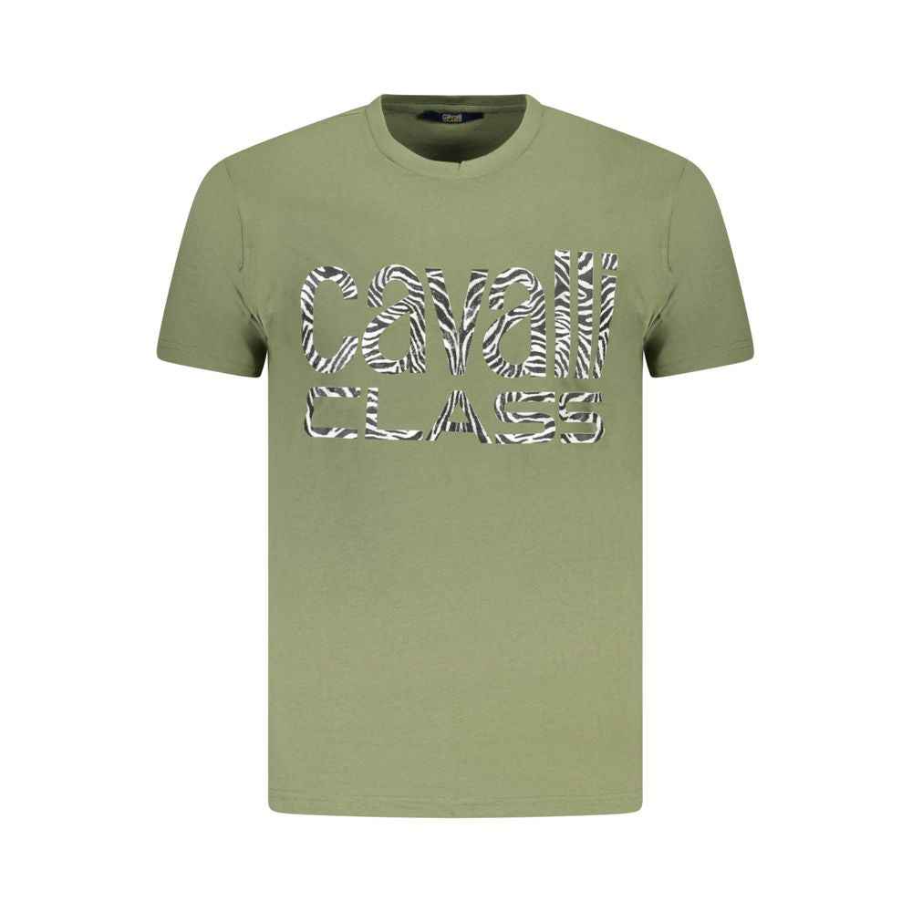 Cavalli Class Green Cotton Men T-Shirt