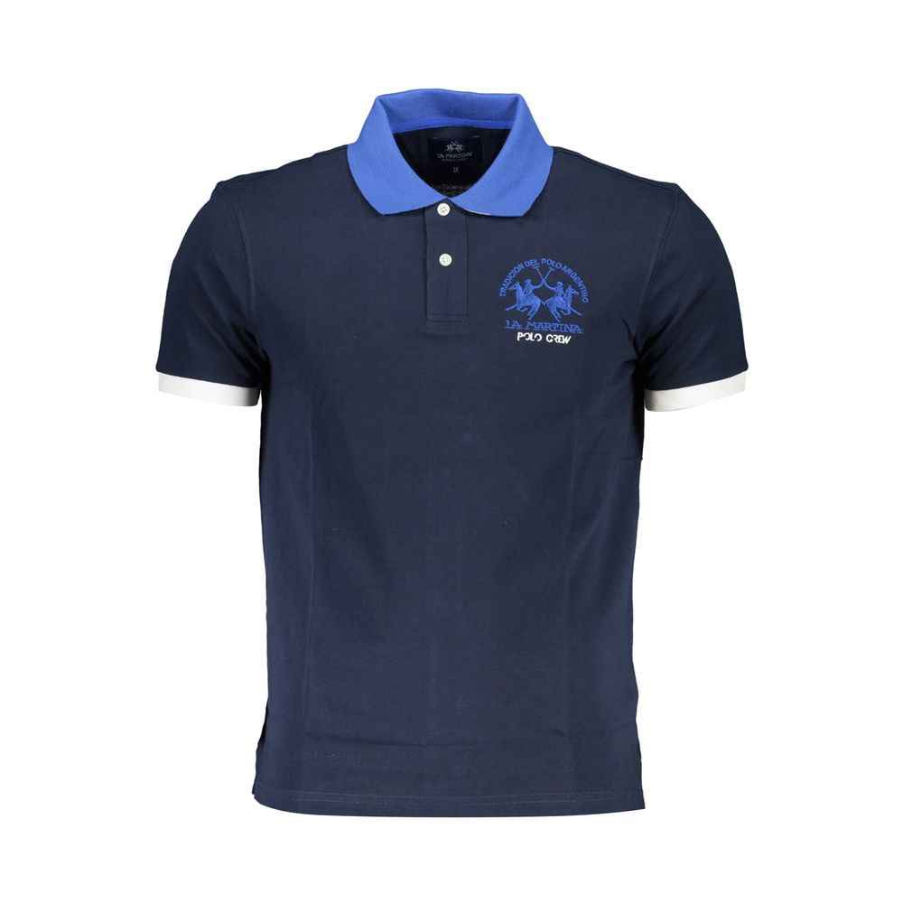 La Martina Blue Cotton Mens Polo Shirt