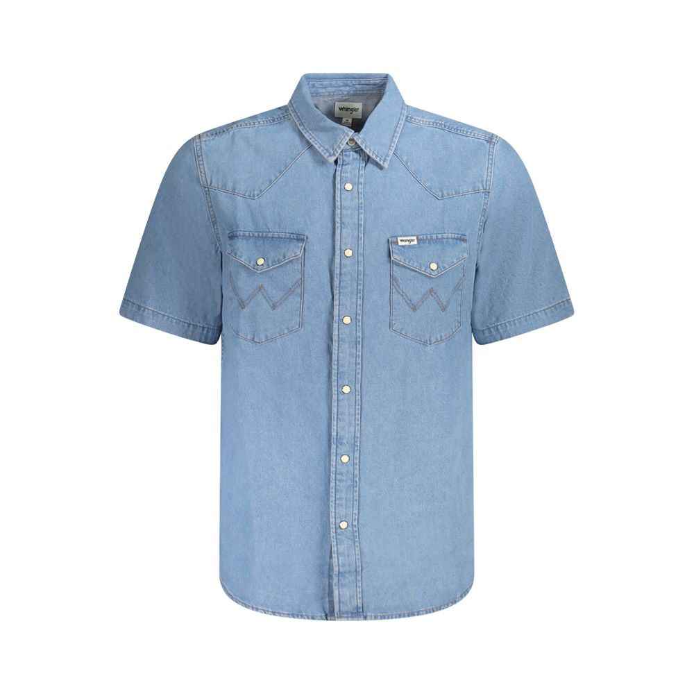 Wrangler Light Blue Cotton Men Shirt