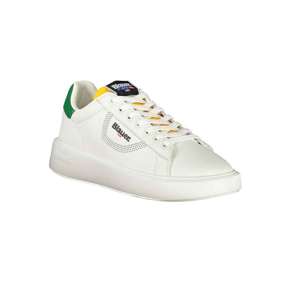 Blauer White Leather Men Sneaker