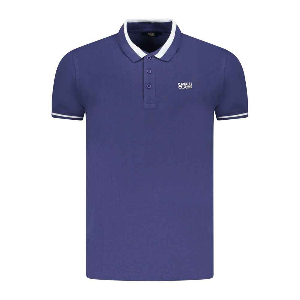 Cavalli Class Blue Cotton Men Polo Shirt