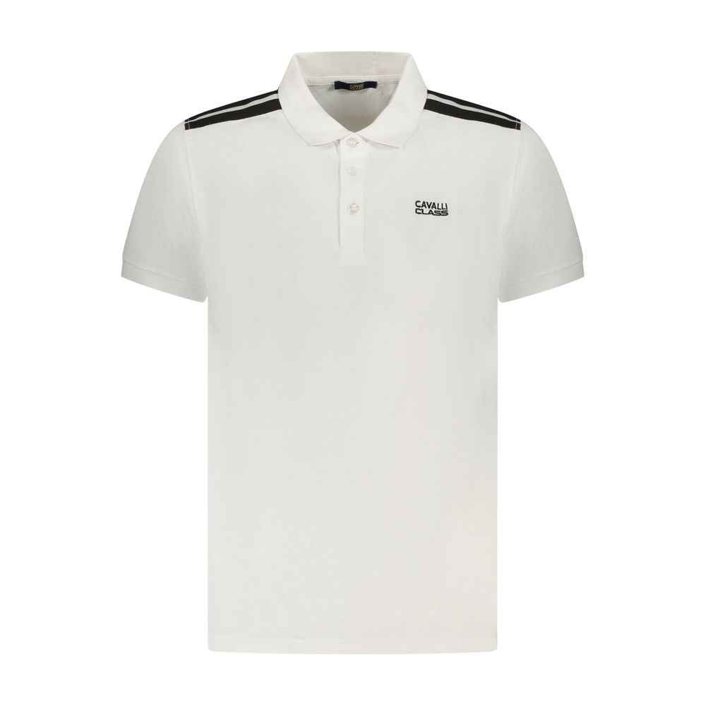 Cavalli Class White Cotton Men Polo Shirt