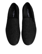 Dolce & Gabbana Black Jacquard Slip On Loafers Formal Shoes
