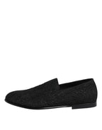 Dolce & Gabbana Black Jacquard Slip On Loafers Formal Shoes
