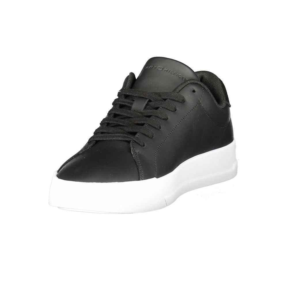 Tommy Hilfiger Black Leather Men Sneaker