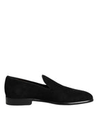 Dolce & Gabbana Black Suede Slip On Loafers Formal Shoes