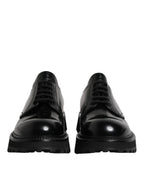 Dolce & Gabbana Black Leather Lace Up Derby Men Dress Shoes