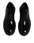 Dolce & Gabbana Black Leather Lace Up Derby Men Dress Shoes