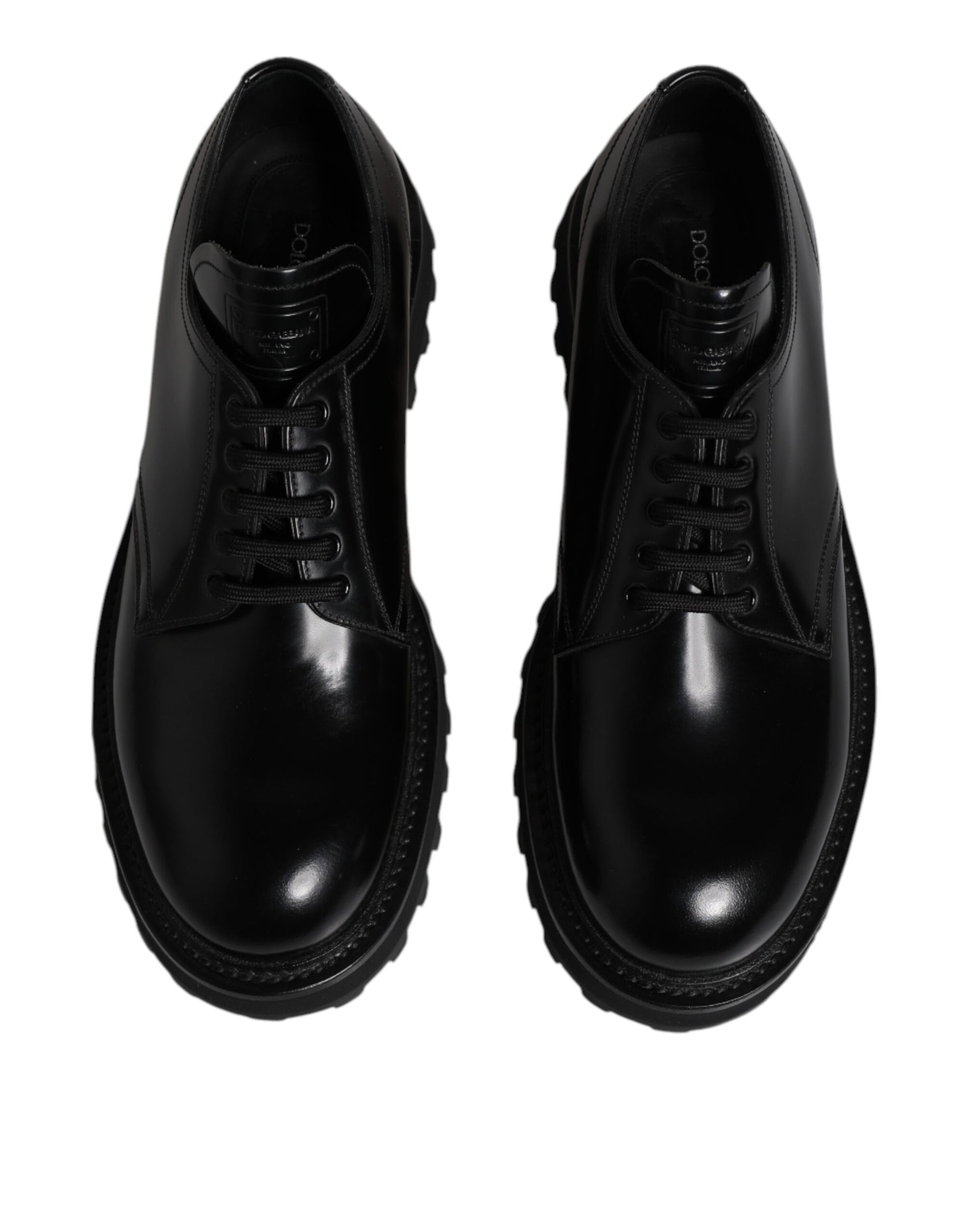 Dolce & Gabbana Black Leather Lace Up Derby Men Dress Shoes