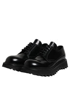 Dolce & Gabbana Black Leather Lace Up Derby Men Dress Shoes