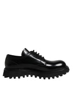 Dolce & Gabbana Black Leather Lace Up Derby Men Dress Shoes