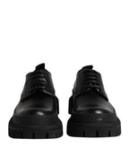 Dolce & Gabbana Black Leather Lace Up Derby Men Dress Shoes