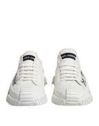 Dolce & Gabbana White Logo Print Lace Up Low Top Sneakers Shoes