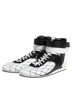 Dolce & Gabbana Black White Leather High Top Sneakers Shoes