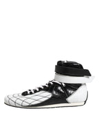 Dolce & Gabbana Black White Leather High Top Sneakers Shoes