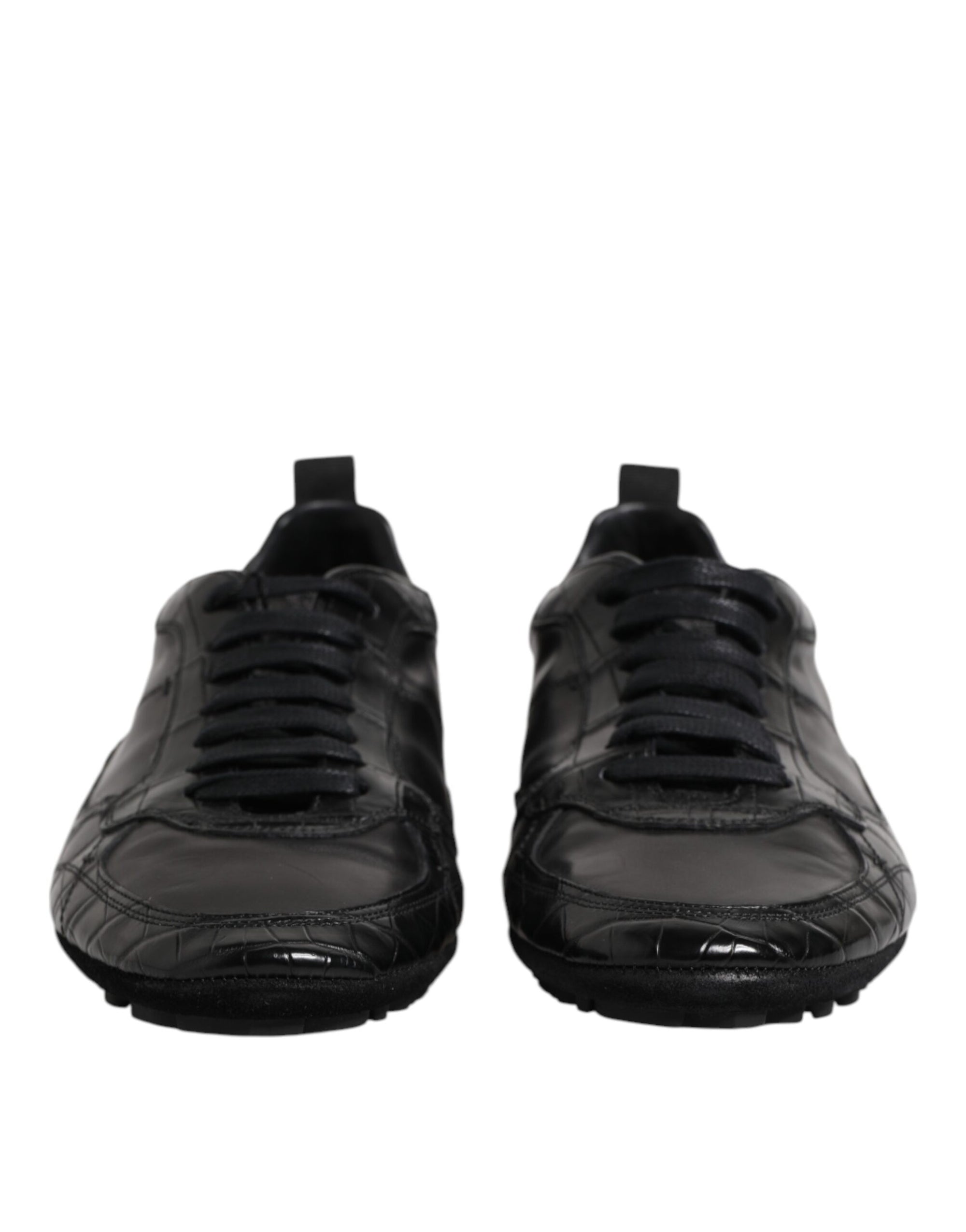 Dolce & Gabbana Black Exotic Leather Low Top Sneakers Shoes