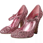 Dolce & Gabbana Pink Sequin Mary Jane Pumps High Heels Shoes