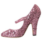 Dolce & Gabbana Pink Sequin Mary Jane Pumps High Heels Shoes