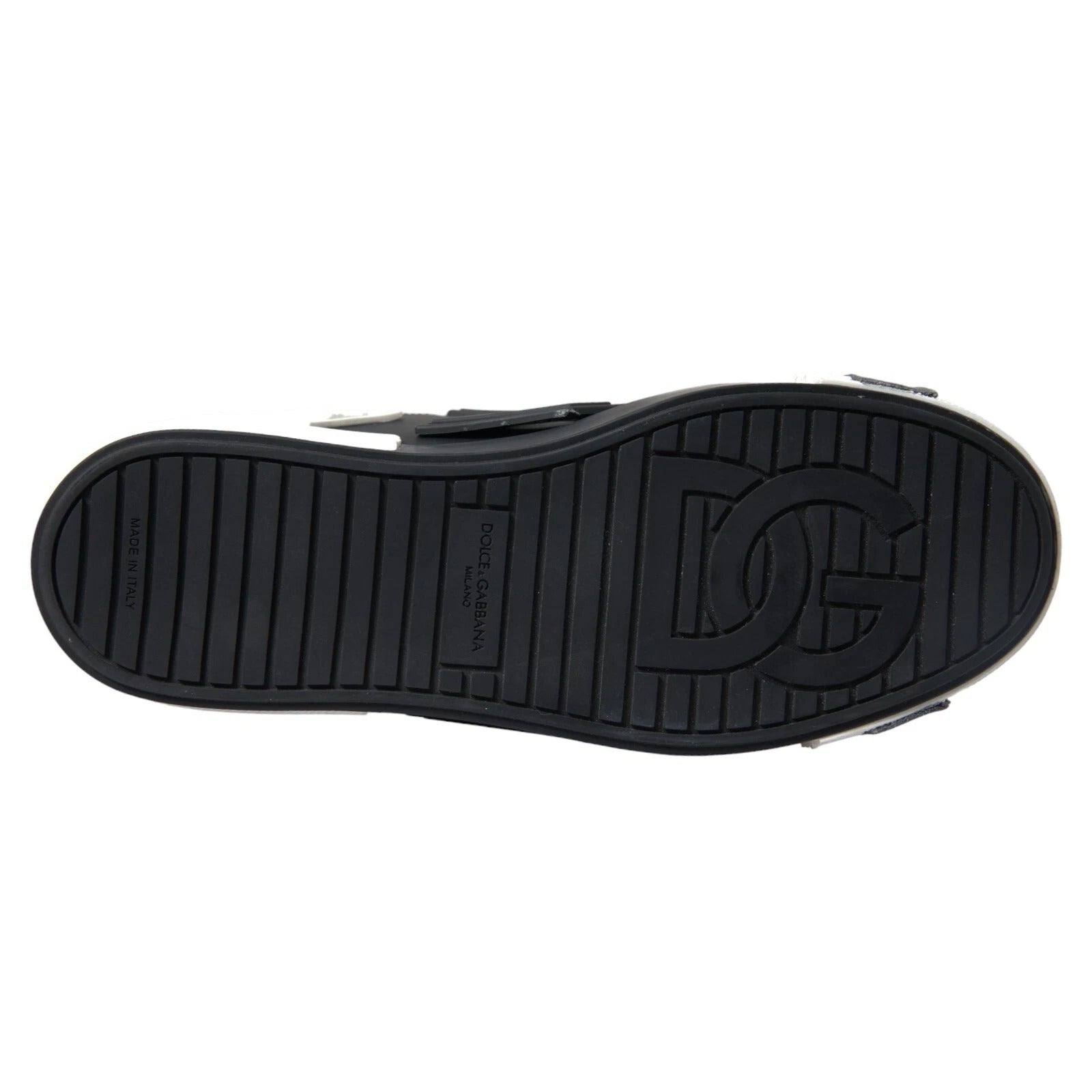 Dolce & Gabbana Black Leather Low Top Sneakers Portofino Shoes